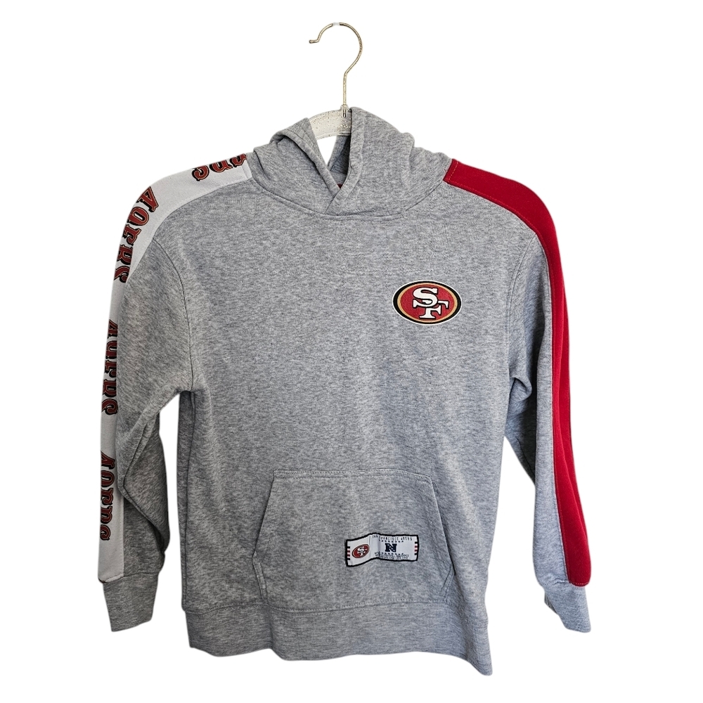 NFL San Francisco 49ers Hoodie gray youth 10-12 logo sleeve‎ pullover pockets